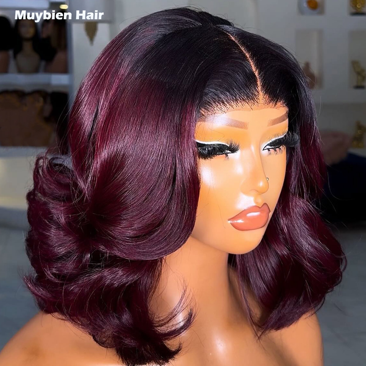 Glueless Wear And Go Human Hair Wig - Peruka Bob z włosów naturalnych, ombre