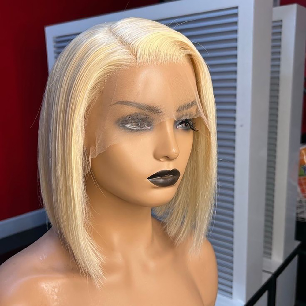 Pre Parted 13X4 Lace Front Bob Wig - Peruka Bob Blond 613 Prosta z